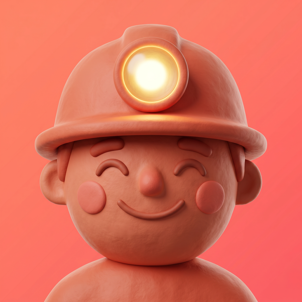 JapMiner app icon — clay miner mascot